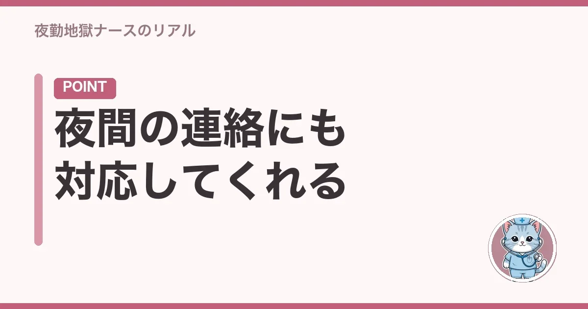 夜間の連絡にも対応してくれる