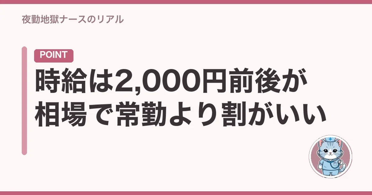 時給は2,000円前後が相場で常勤より割がいい