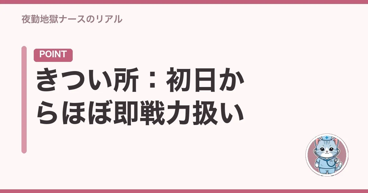 きつい所：初日からほぼ即戦力扱い