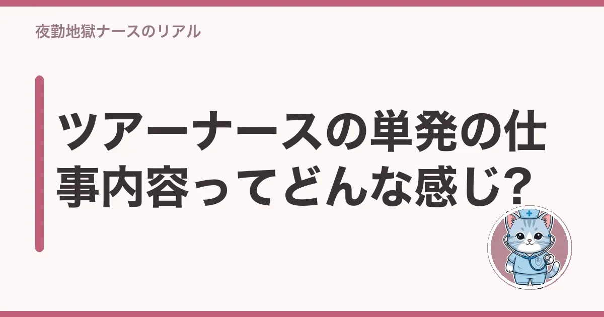ツアーナースの単発の仕事内容ってどんな感じ?