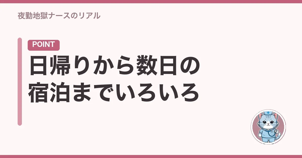 日帰りから数日の宿泊までいろいろ