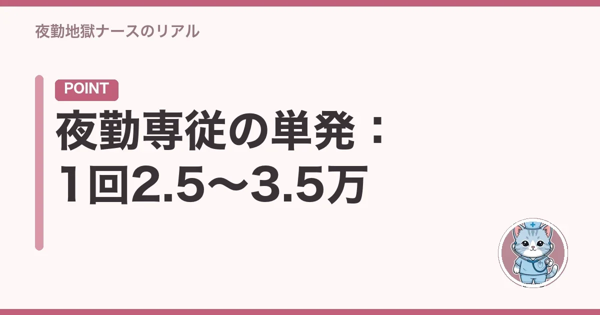 夜勤専従の単発:1回2.5〜3.5万