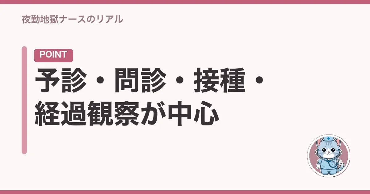 予診・問診・接種・経過観察が中心