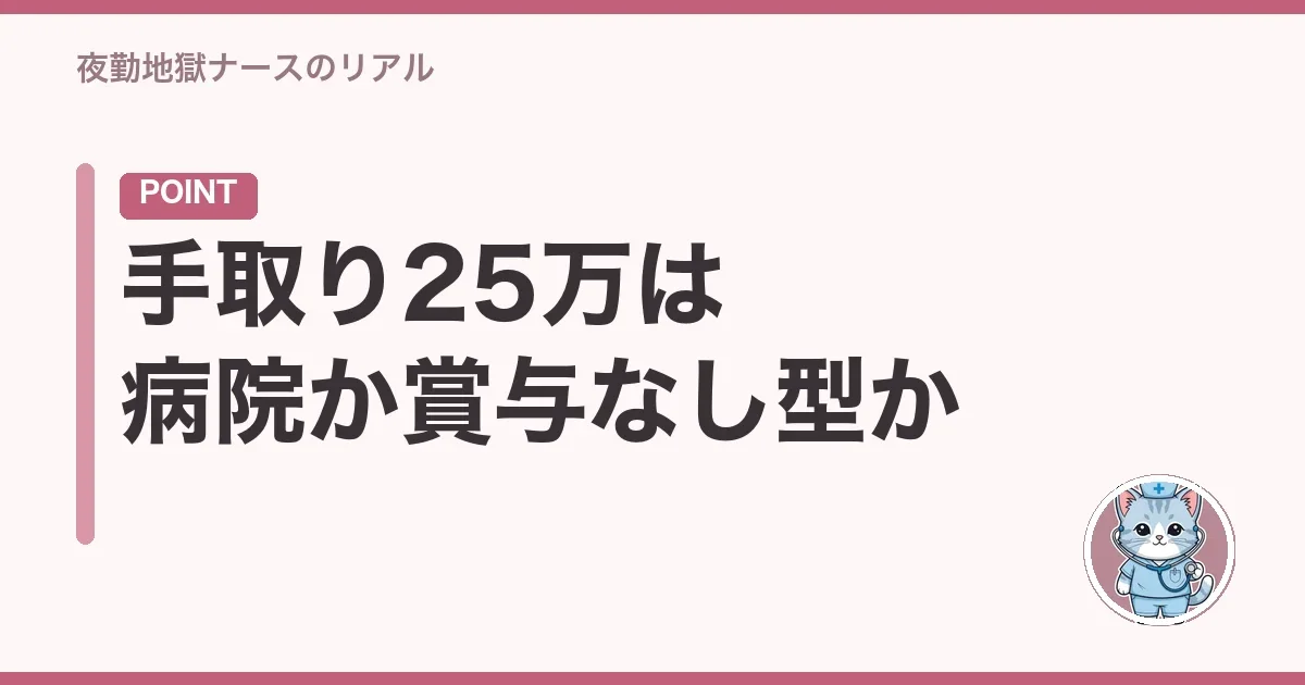 手取り25万は病院か賞与なし型か
