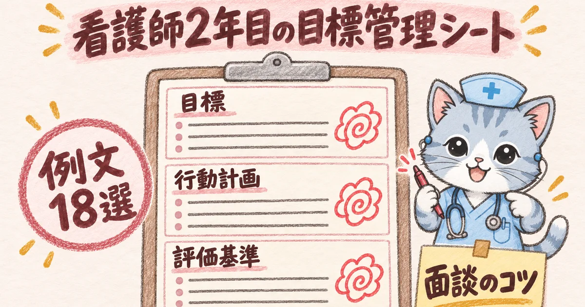 看護師2年目の目標管理シート(記入済みの書類の図解)