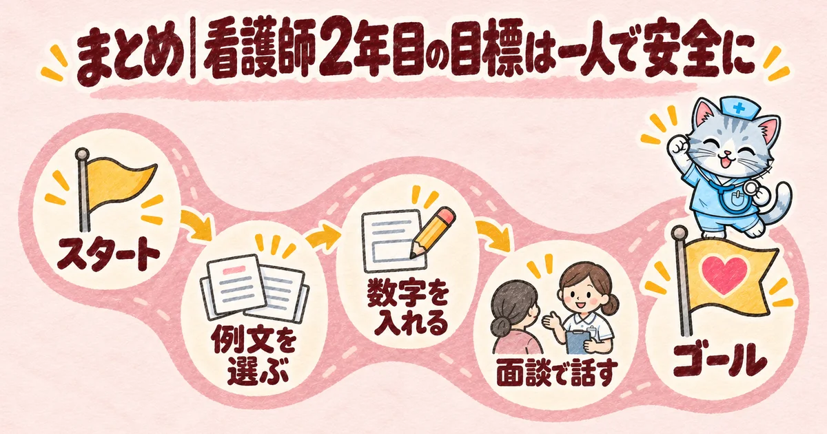 まとめ|看護師2年目の目標は一人で安全に(すごろくの図解)