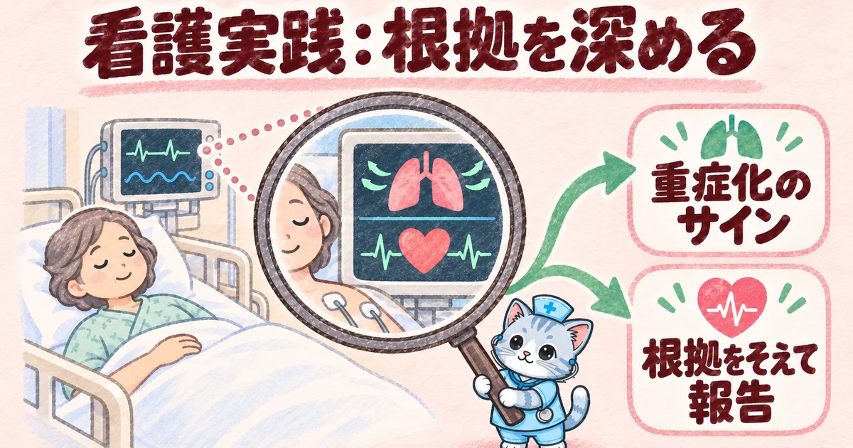 看護実践:根拠を深める(拡大鏡の図解)