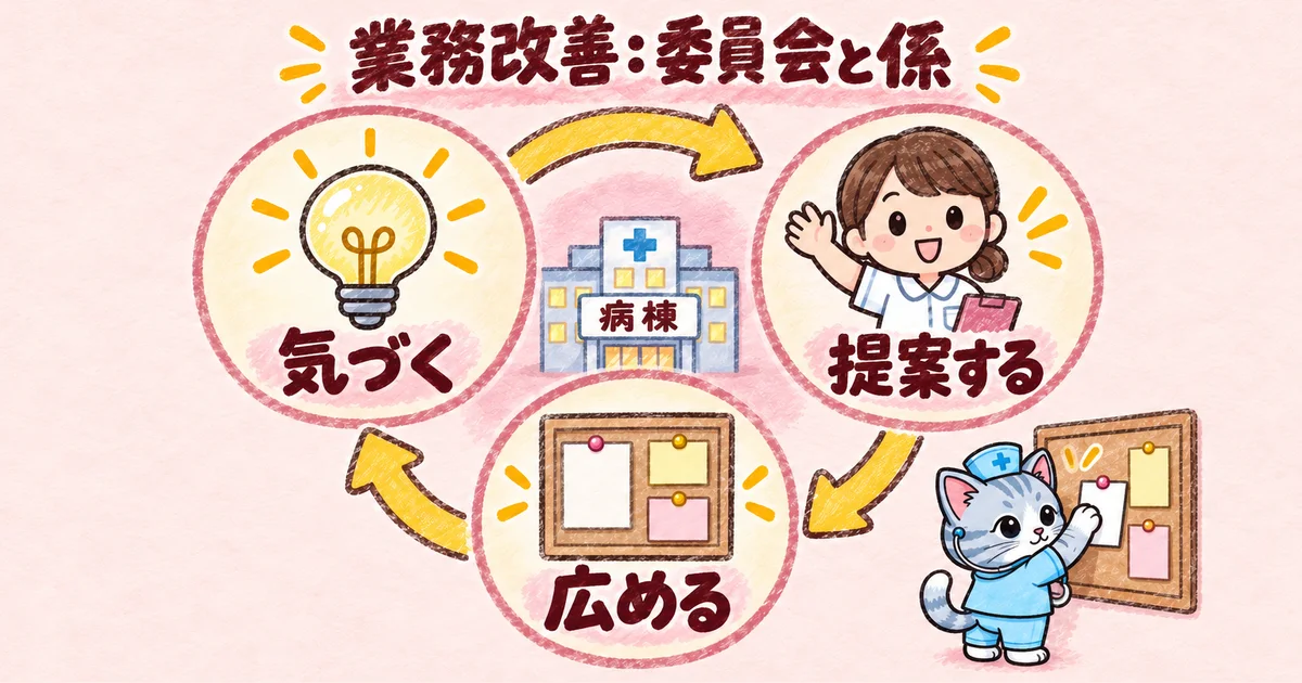 業務改善:委員会と係(循環矢印の図解)