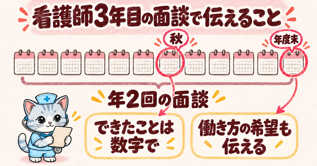 看護師3年目の面談で伝えること(カレンダーの図解)