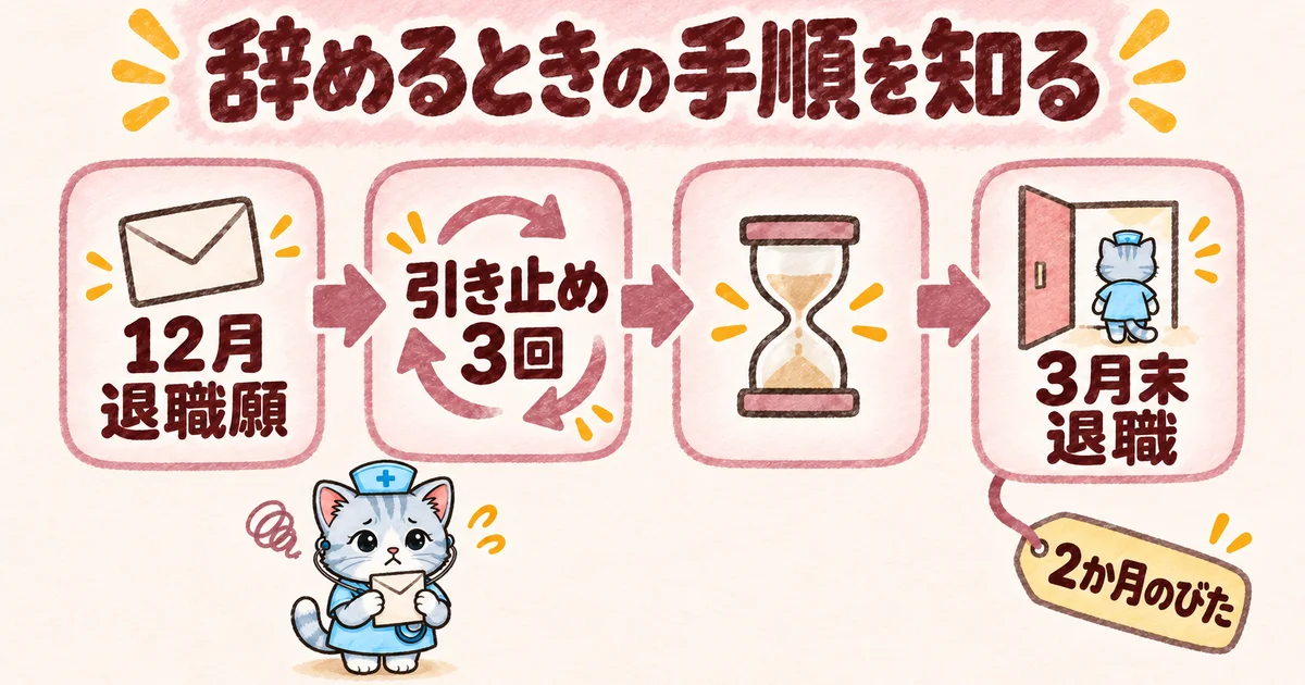 辞めるときの手順を知る(矢印フローの図解)