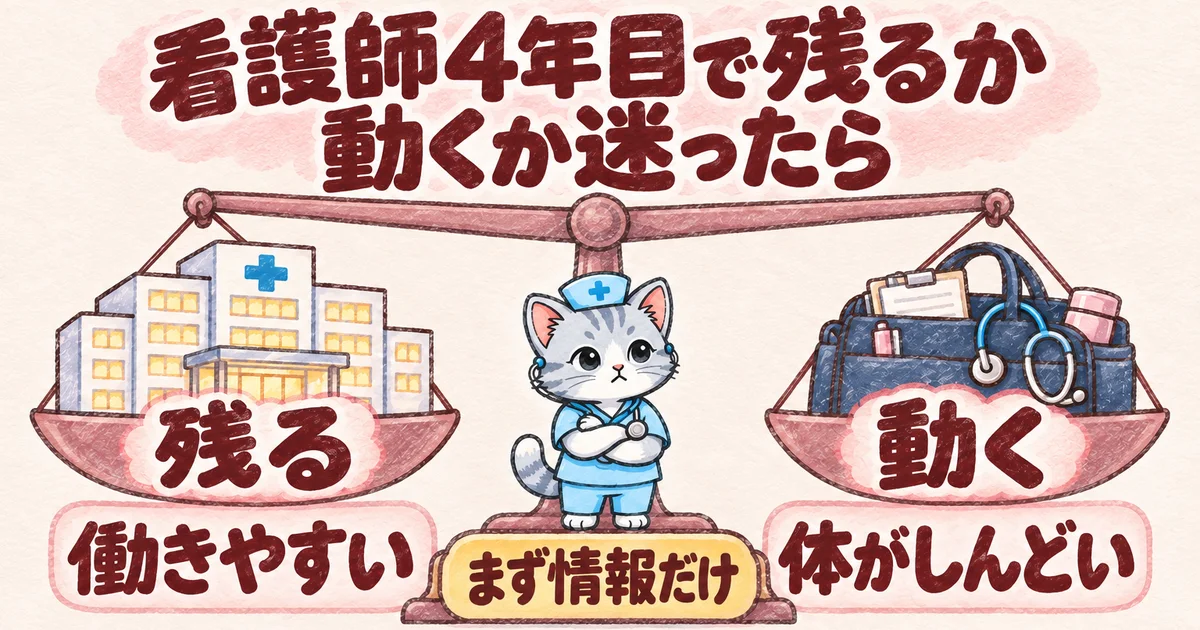 看護師4年目で残るか動くか迷ったら(天秤の図解)